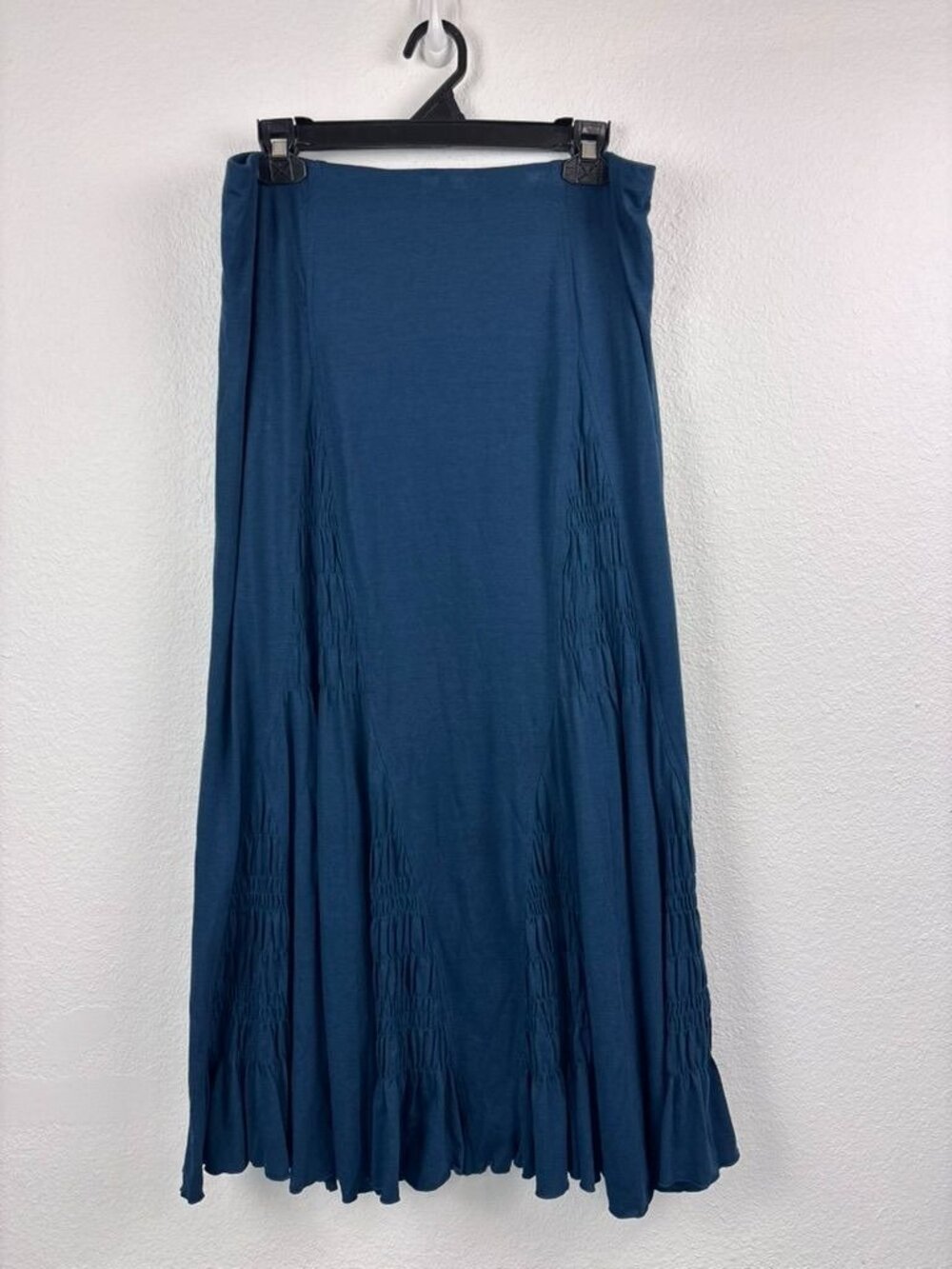 J. Jill medium teal blue midi maxi skirt knit stretch cottagecore casual flowy
